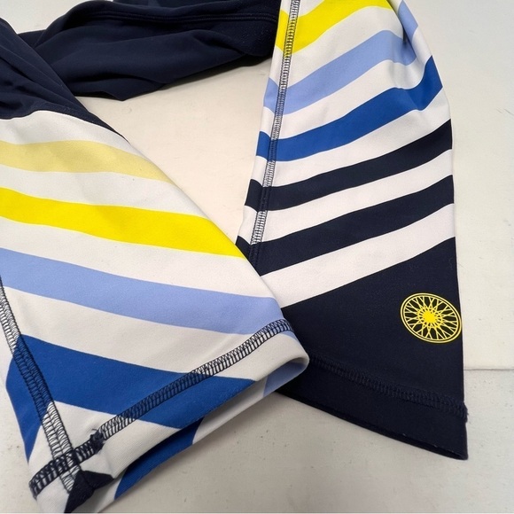 Tory Burch Sport x Soulcycle Navy Blue Stripe Leggings Size Med Limited Edition - Picture 9 of 13